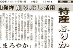 '09/07/01 [朝日新聞] 福山発祥・削りぶし活用、特産ふりかけ発売 ～ 地元研究会が開発、塩味控え、まろやか